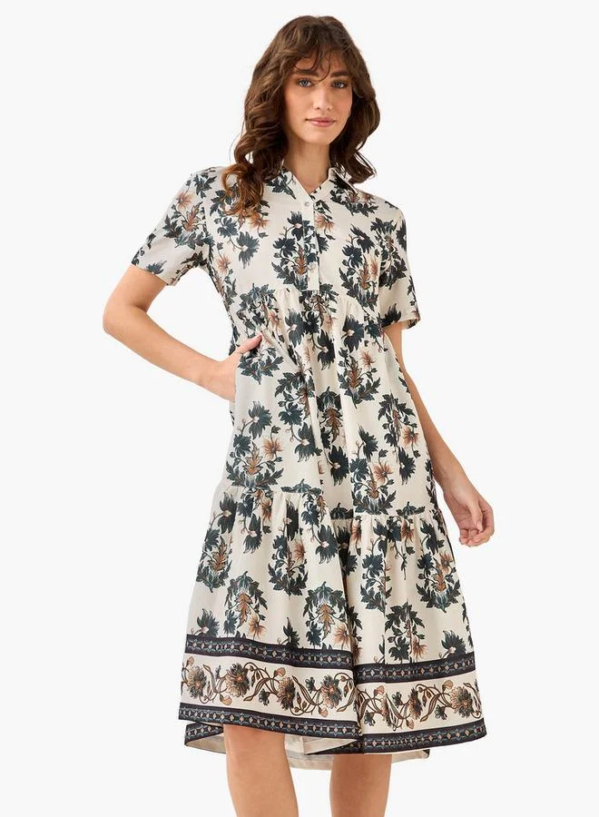 سبلاش فيڤ Floral Print Tiered Women Dress with Pocket